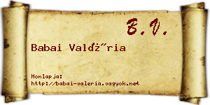 Babai Valéria névjegykártya